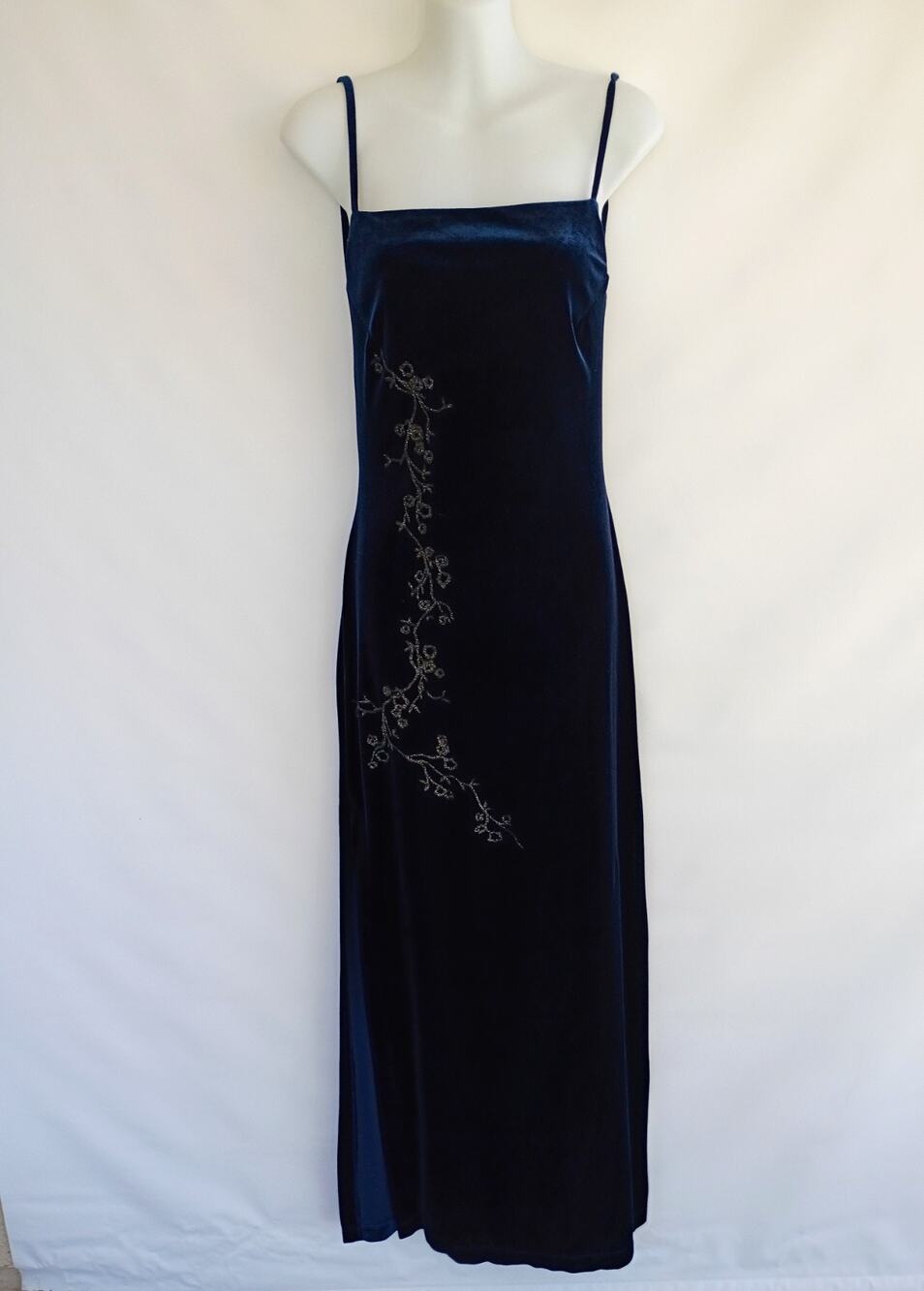 Rampage Vintage Y2K 90s Blue Formal Velvet Maxi Dress Prom Whimsygoth Size Small
